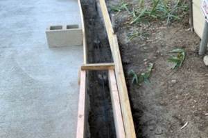 Rebar placed in footing trench