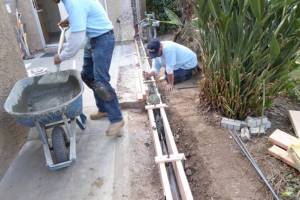 Concrete install at footings