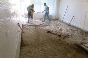 Interior concrete being removed