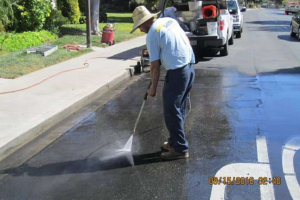 Finishing touch - landing area on street power washed clean