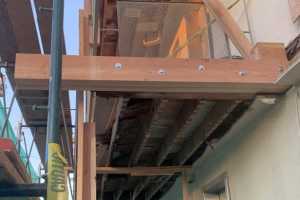 New beams cantilevered to front exterior at location # 2